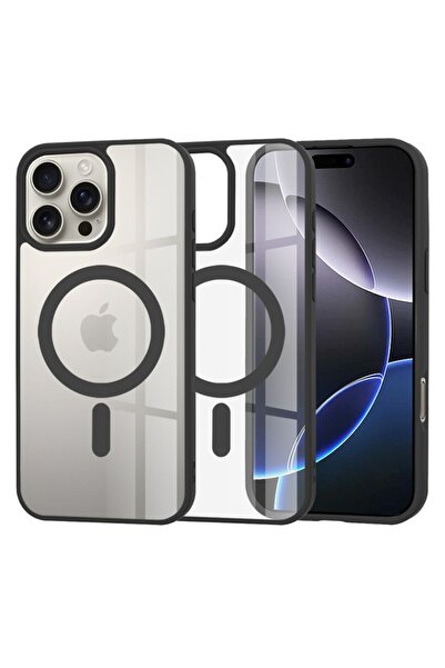 SKYDDAR INNOVATION Case compatible with iPhone 16 Pro Max, Silicone MagSafe Pro, sticker set, Black