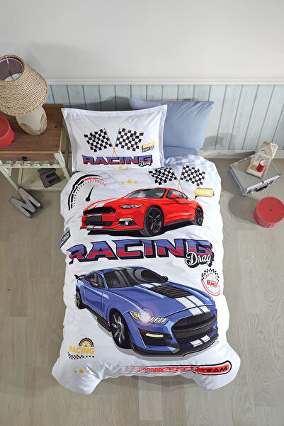 Clasy طقم غطاء لحاف فردي من القطن بنسبة 100% من رانفورس، طراز ريسينج دراج