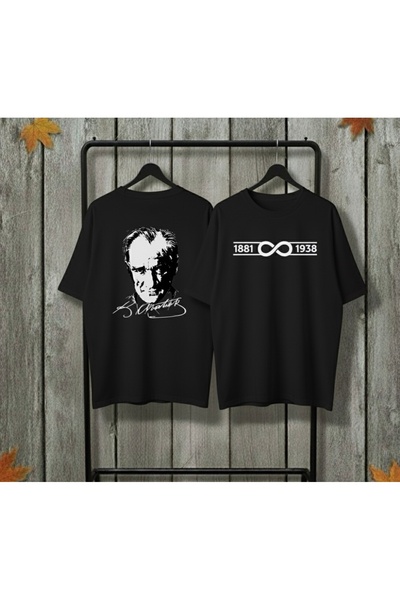 Infire clothing تي شيرت مطبوع للجنسين قصة فضفاضة 10KASIM ATATURK