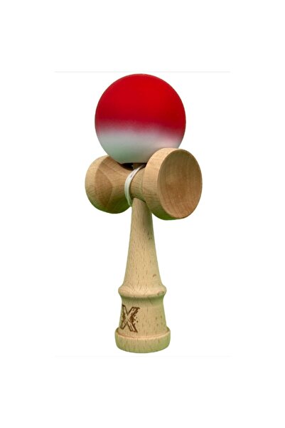 OEM Jucărie interactivă profesională Kendama X, lemn cu bilă de cauciuc, roșu alb, 18 cm
