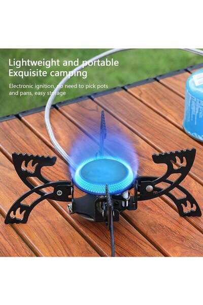 Generic Portable Camping Stove Mini Folding Stove with Stand Black
