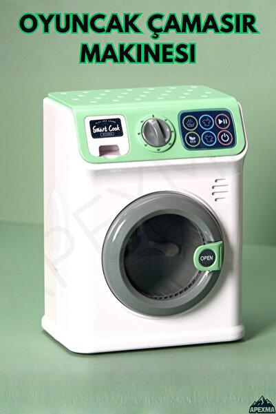 Apexma Oyuncak Sesli Dokunmatik Çamaşır Makinesi Seti - Evcilik ve Mutfak Çam...