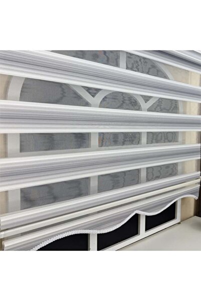 StorBurada Gri Renk Geçişli Zebra Stor Perde (Etek Dilimli)