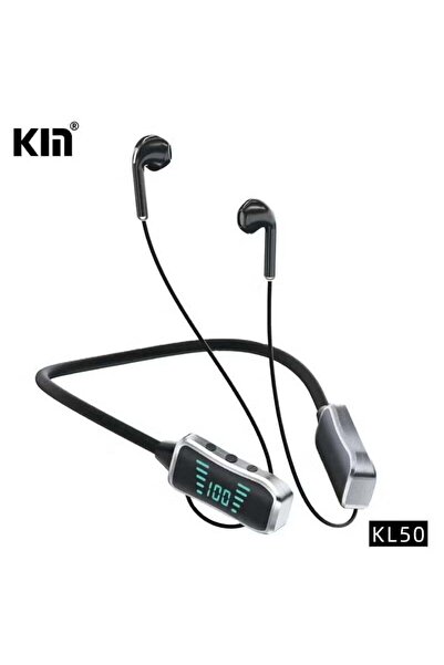 KIN KL50 Bluetooth Neckband Earphones 48H Playtime LED Display TF Card Slot Black