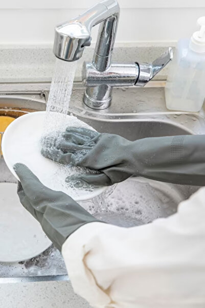 grimorlife Magic Silicone Serrated Dishwashing Gloves Kitchen Bathroom Cleaning Brush