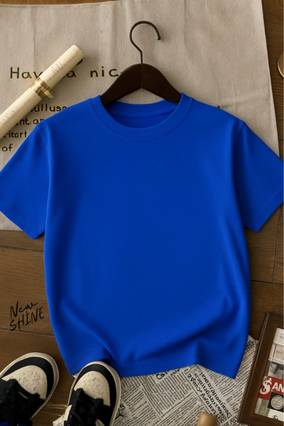 New Shine تي شيرت قصة فضفاضة للجنسين غير مطبوع