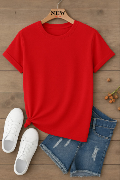 New Shine تي شيرت قصة فضفاضة للجنسين غير مطبوع