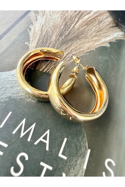 Pukka Collectionn Kalın Çelik Halka Küpe