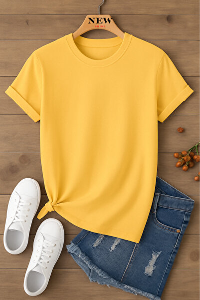 New Shine تي شيرت قصة فضفاضة للجنسين غير مطبوع