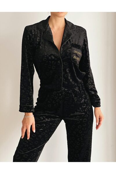 Elia Swimwear Women's Velvet Panther Pajama Set