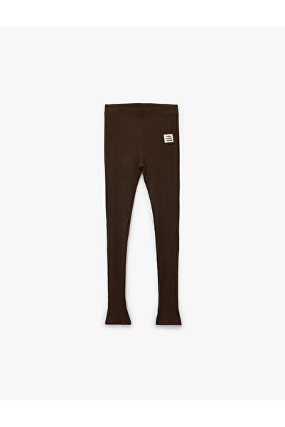 Koton Cotton Leggings with Elastic Waistband and Label Detail
