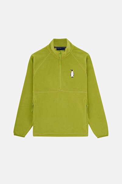 WWF Market Emperor Penguin Half-Zip Fleece - Pistachio Green