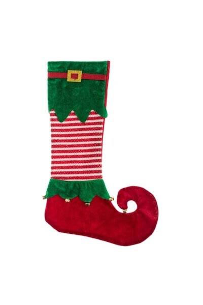 OEM Șosetă decorativă de Crăciun (Spiritus), catifea, clopoței, multicoloră, ...