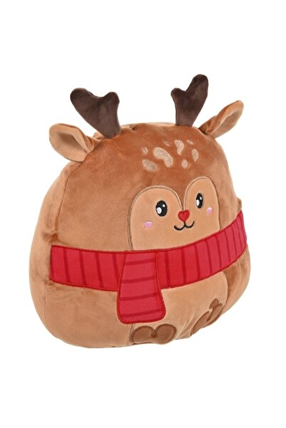 OEM Pernă Mallow - figurină de pluș ren maro cu curea roșie, 31 cm