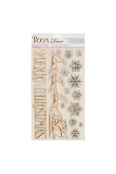 OEM Christmas decorative sticker – Santa with sleigh, snowman, snowflakes and 'Merry Christmas', 24x47