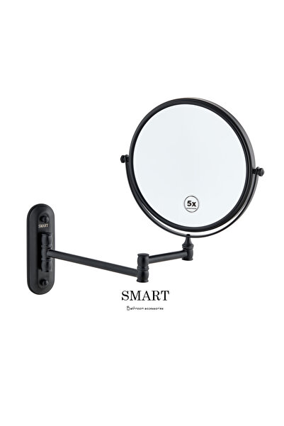 Smart Banyo Direskli Makyaj Aynesi 5X Büyüteçli Duvara Monte - Siyah