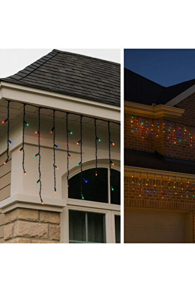 Issa instalatie de Crăciun cu franjuri 6m,120 LED-uri multicolor, clipire albă, interconectabilă exterior