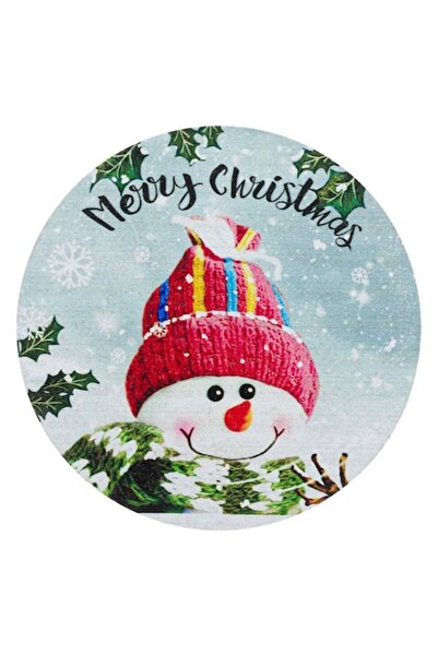 OEM Suport de pahare de Crăciun din MDF - om de zăpadă cu pălărie roșie, 11 cm