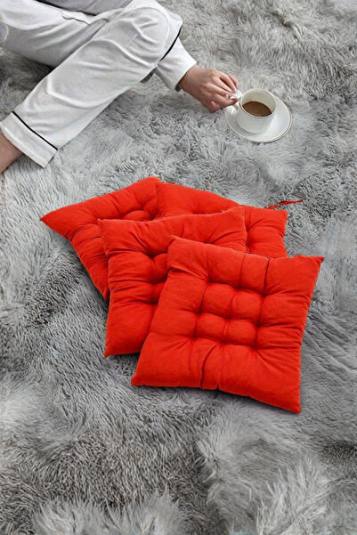 MoMMe Sandalye Cushion Set of 4 40X40 cm Red Color