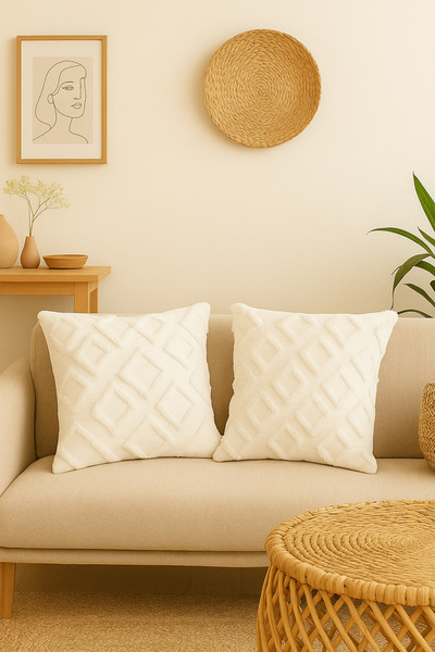 Belomia Home Collection Διπλό Διακοσμητικό Κάλυμμα Μαξιλαριού 43x43 |   Κεντη...