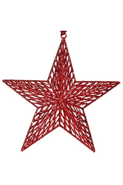 OEM Ornament de brad de Crăciun cu stea roșie cu sclipici 15 cm