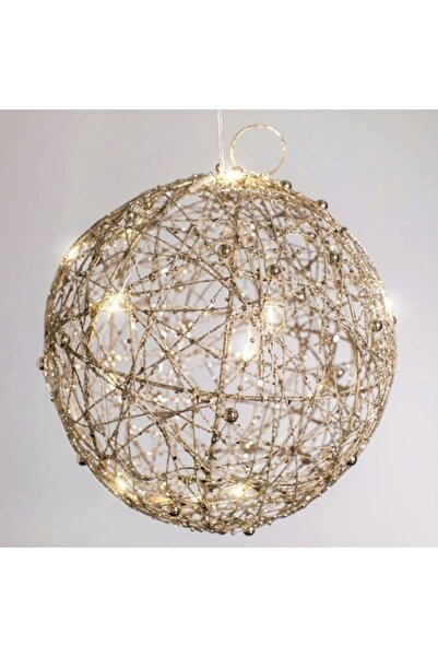 OEM Christmas decorative globe with champagne tinsel, 20 LED bulbs, 20 cm