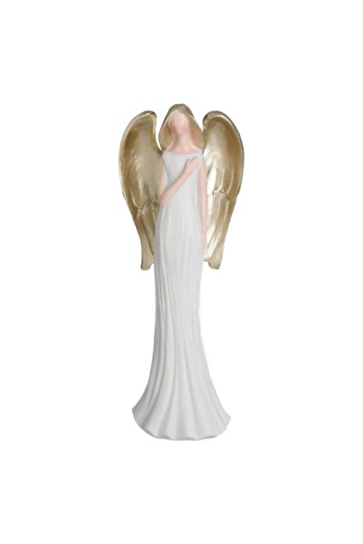 OEM Figurină 3D înger de Crăciun din polirășină cu aripi aurii/șampanie 10x5x...