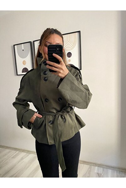 TB Butik Mock Neck and Jacket Collar Premium Suede Trench Coat Jacket