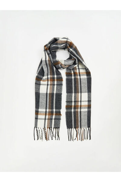 LC Waikiki Eșarfă pentru bărbați cu model în carouri bej