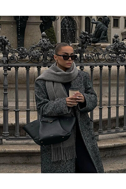 Verahed Warm Winter Soft Textured Tasseled Puffy Plain Shawl Scarf 190X50Cm