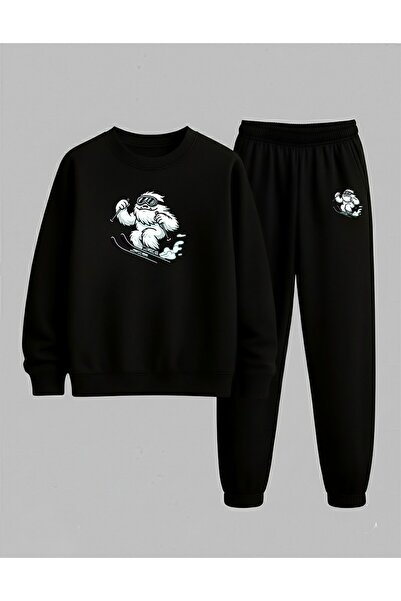 LORVEX Παιδικό φούτερ με στάμπα και σετ φόρμας KAYAKCI YETİ με στάμπα 3 νημάτων