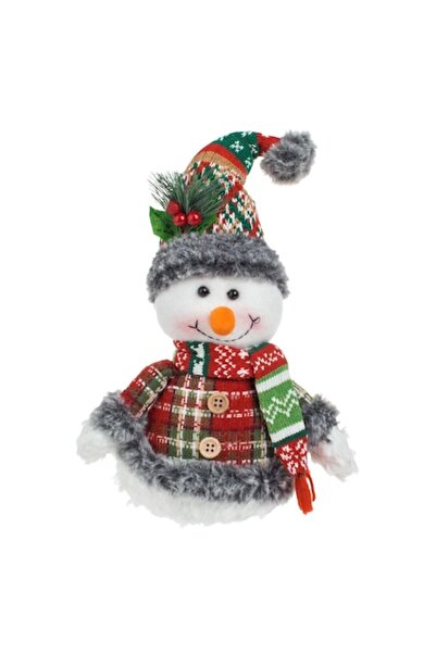 OEM Figurină decorativă de Crăciun, om de zăpadă, albă, cu haină și pălărie î...