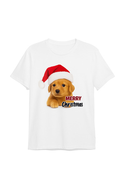 OEM Black "Merry Christmas" T-shirt with adorable puppy, Tipo-Art