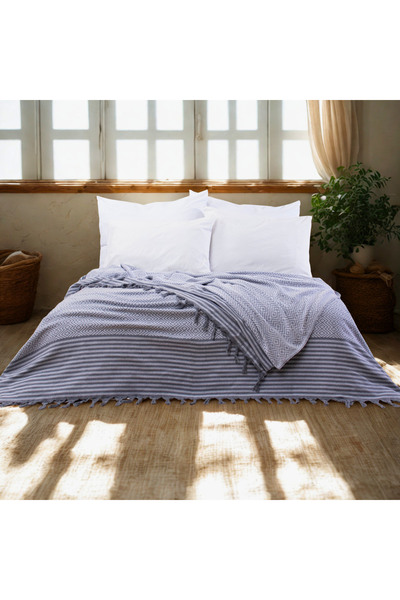 Püskül Multi-Purpose Bedspread and Sofa Cover - Double Size 200 X 250 Cm, Soft, Lightweight, Decorative Pique