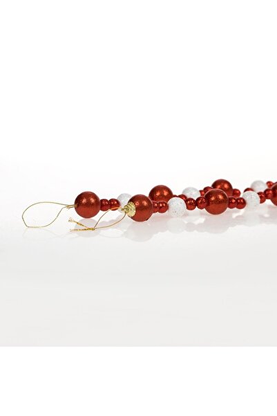 OEM Decorative Christmas Garland, red foam balls with white glitter, 1.5 m