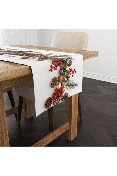Filamente Dijital Baskılı Runner - Yılbaşı / Christmas Desenli - 140x40 Cm