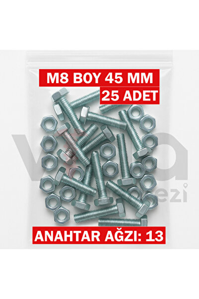 vida merkezi yapıları birleştiren güç M8x45 Altı Köşe Cıvata + Somun Takımı –...