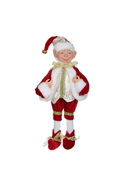 OEM Christmas decorative elf figurine with red coat 30cm