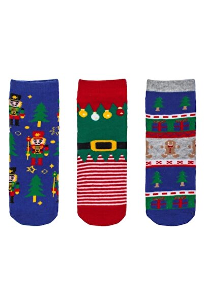 OEM Christmas Socks - Blue & Red Nutcracker and Elf, 3 Pairs