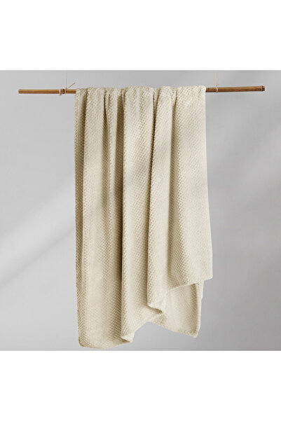 Deco King Patura in stil modern cu model jacquard in relief, Henry, 240 g/m2, 220x240 cm, bej