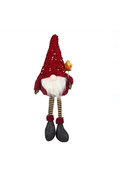 OEM Figurină decorativă de Crăciun, gnom, pălărie roșie cu paiete și stea, 59 cm