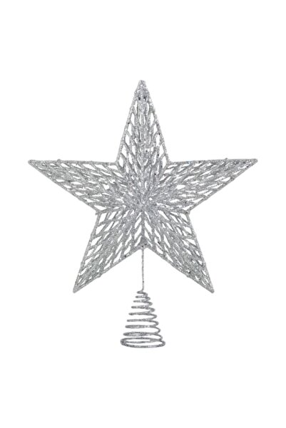 OEM Stea perforată argintie pentru bradul de Crăciun, 33 cm