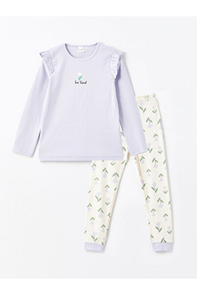LC Waikiki Lilac Crew Neck Girls Pajama Set