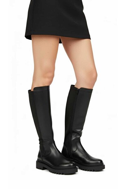 GNY AYAKKABI ΓΥΝΑΙΚΕΙΑ ΜΑΥΡΑ ΆΝΕΤΑ ΜΠΟΤΕΣ ΜΕ ΧΟΝΤΡΗ ΣΟΛΑ ΠΟΛΥΔΑΛΓΙΚΟ ΕΠΙΠΕΔΟ