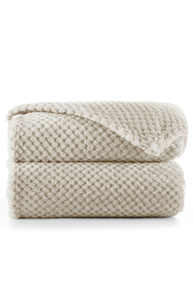 Deco King Patura in stil modern cu model jacquard in relief, Henry, 240 g/m2, 220x240 cm, cappuccino