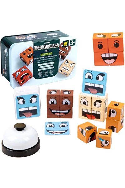 genernic Matching wooden cube puzzle, Montessori educational STEM toy, face-changing building block set for children and adults with bell