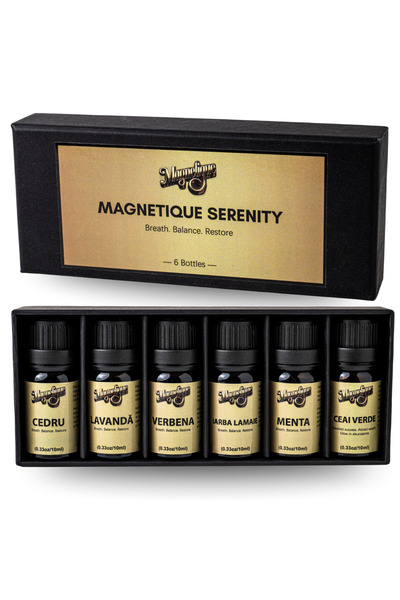 Magnetique Set of 6 Essential Oils Aromatherapy, Magnetique Serenity, Essence of calm, inner harmony, 6x10ml