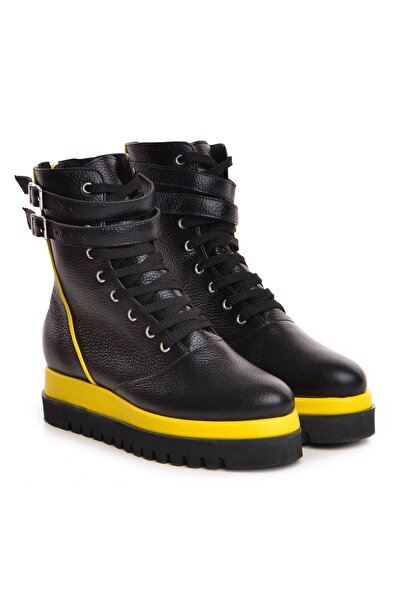 Vanilla Days Alma Suede Buffalo Leather Boots with Yellow Accents