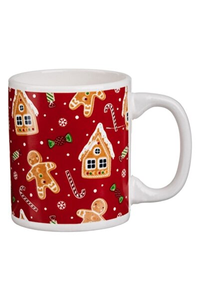 OEM Cană ceramică mini de Crăciun - roșie, design cu omuleț de turtă dulce și...