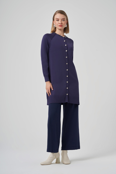 Nuss Stone Detail Cardigan 300-t Navy Blue